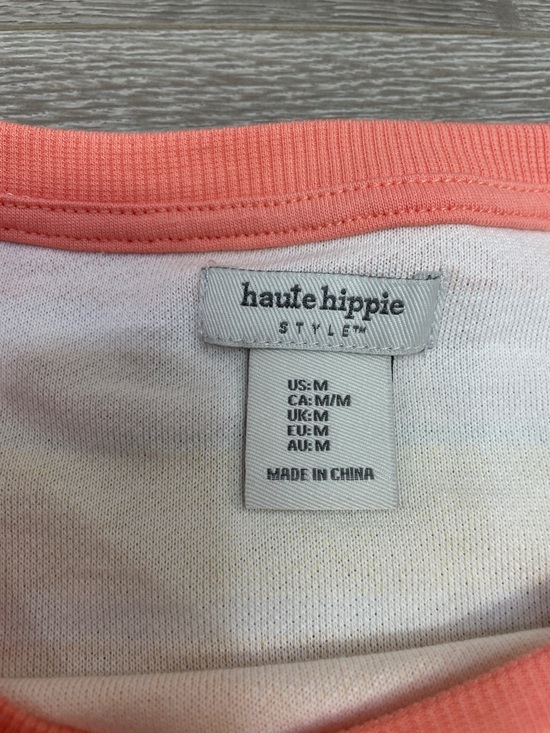 Haute Hippe French Terry Striped Long Sleeve Cropped Top Shorts Lounge Set M - Picture 9 of 15